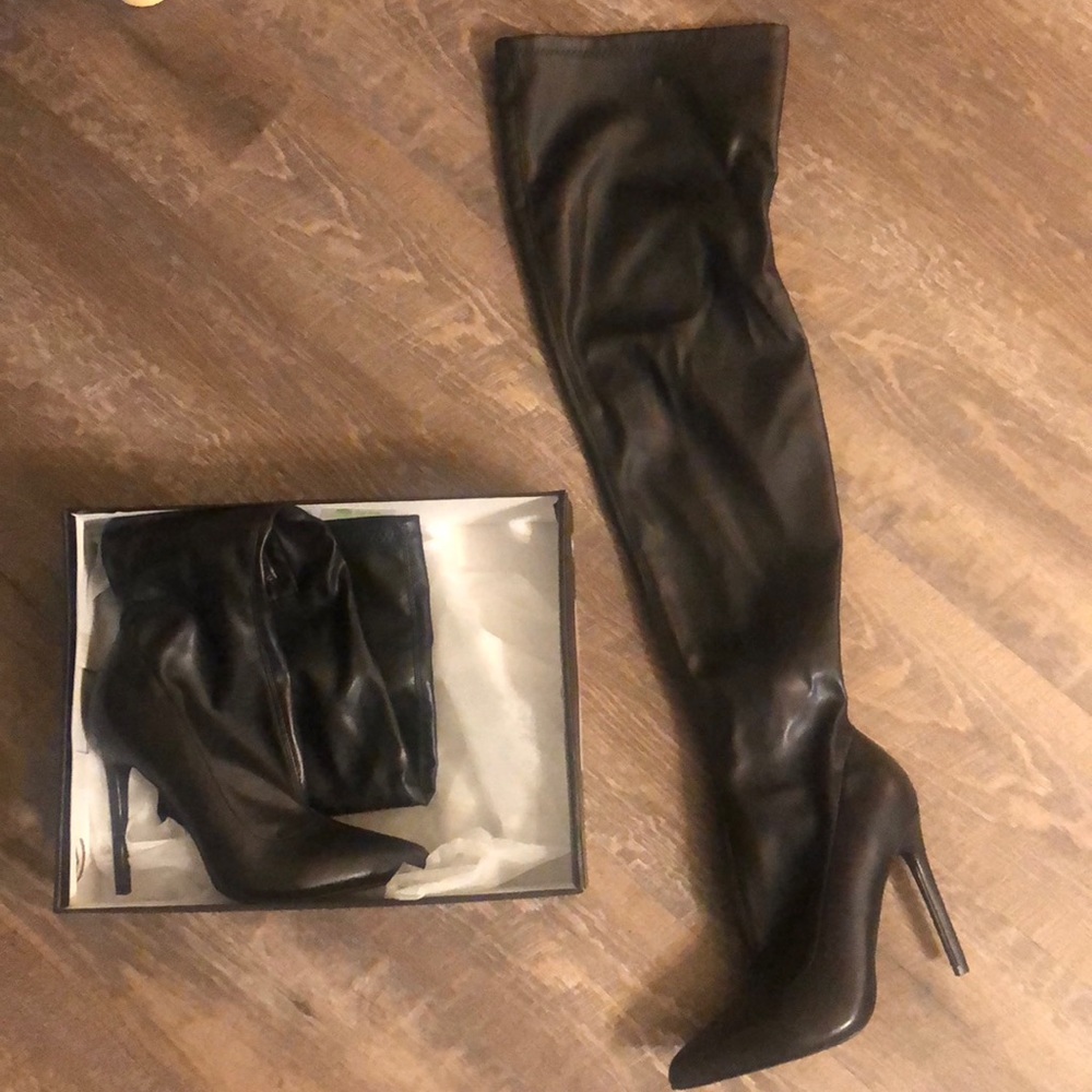 Thigh high black boots